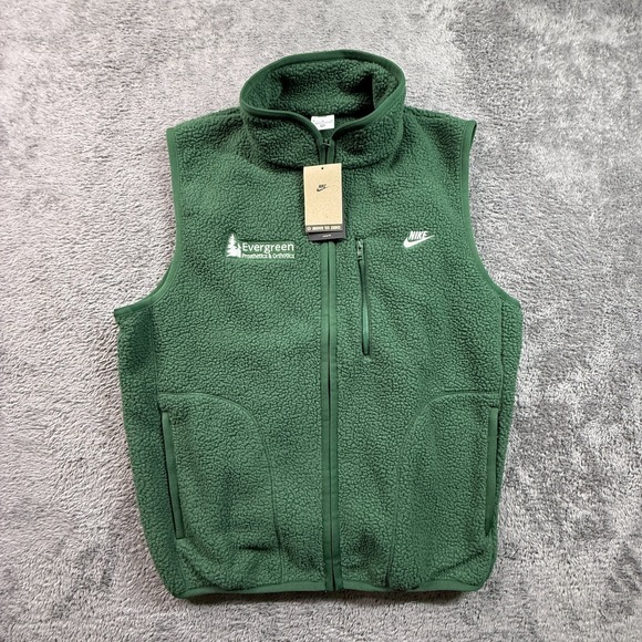 Nike Other - Nike Sportswear Winterized Fleece Vest M Green Evergreen Full Zip Sherpa NWT